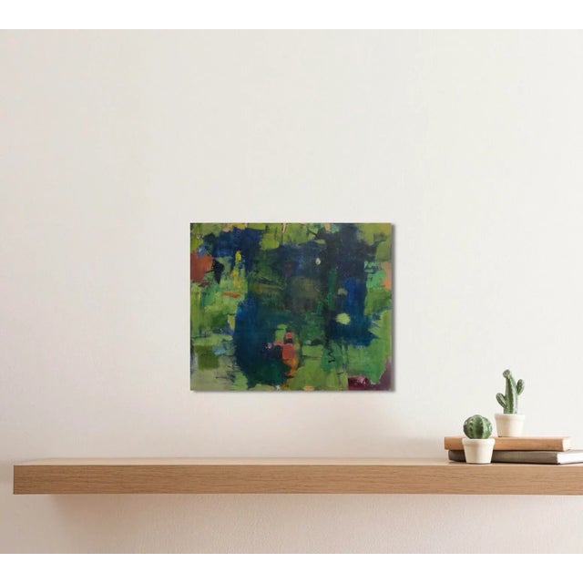 This is a small painting reminiscent of looking at a pond. Very lush in colors and very soothing to the eyes. I really...