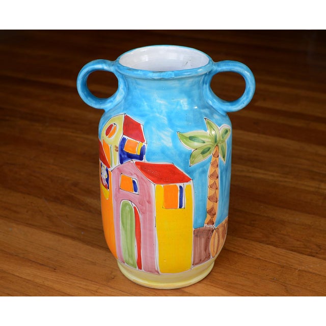 Mid-Century Modern Mid Century Italian La Musa Handled Ceramic Vessel For Sale - Image 3 of 11