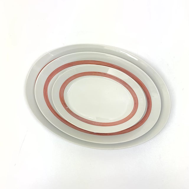 Classic Mid-Century White Porcelain Dinner Set With Red Pin-Stripe Motif by Schonwald Germany - Place Settings for 6 / 33 Pieces For Sale In Miami - Image 6 of 10