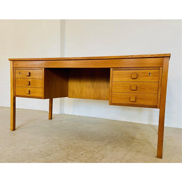 Brown Mid-Century Danish Oak Desk from Domino Møbler, 1960s For Sale - Image 8 of 18