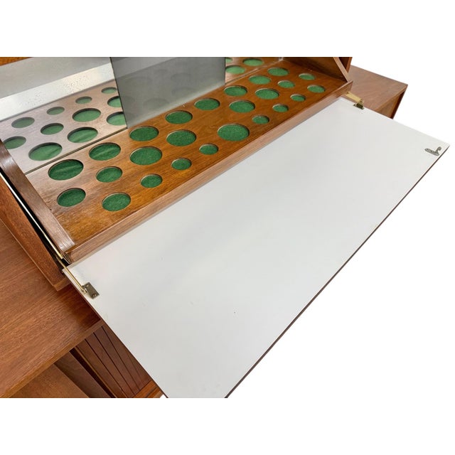 1960s Mid-Century Modern Walnut Tambour Door Sideboard & Bar Cabinet For Sale - Image 5 of 10