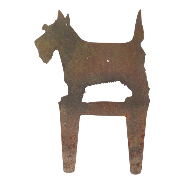 Antique Americana Wrought Iron Scottie Dog Silhouette Garden Sculpture C1920 For Sale
