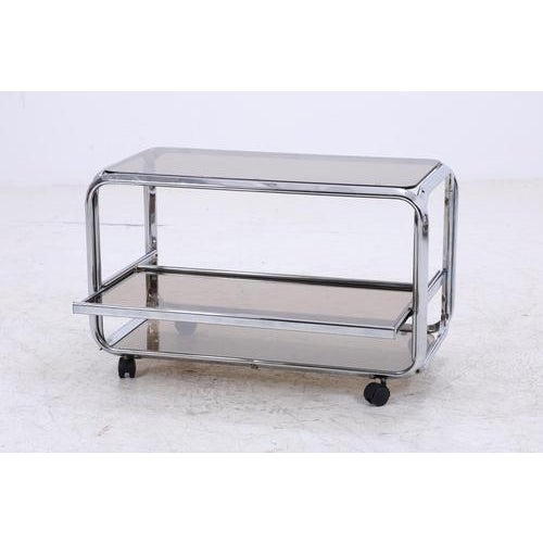 Mid-Century Chrome and Smoked Glass Serving Trolley, 1970s For Sale - Image 3 of 15
