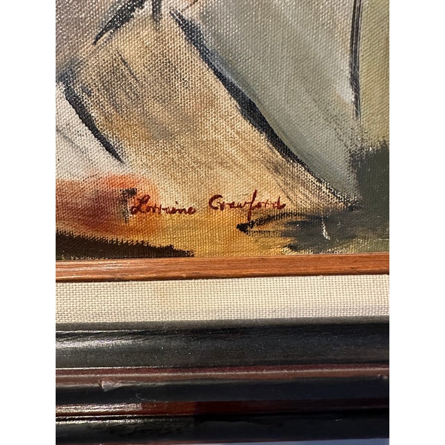 Black Vintage Large Lorraine Crawford Oil on Canvas Framed Abstract, Circa 1960’s For Sale - Image 8 of 18