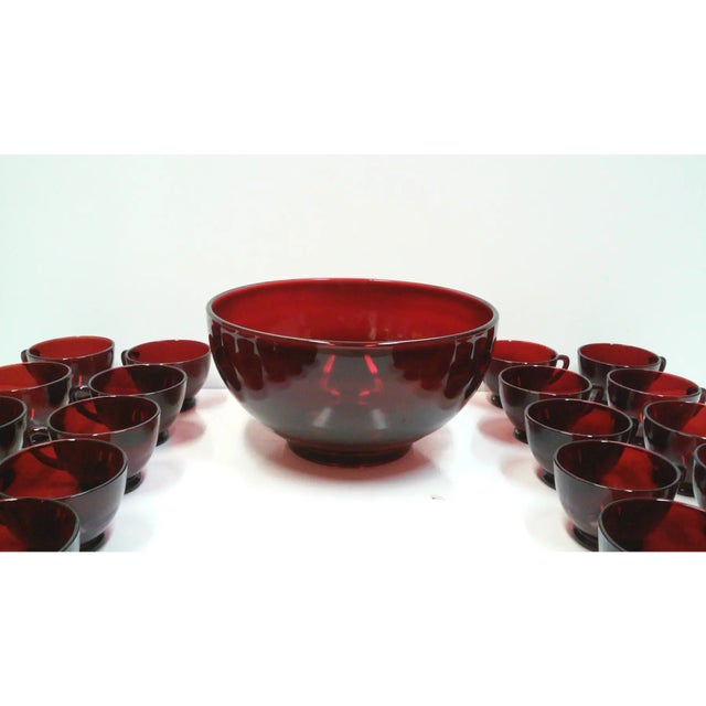 1960s Vintage Ruby Glass Punch Bowl Set - 25 Pieces For Sale - Image 5 of 5