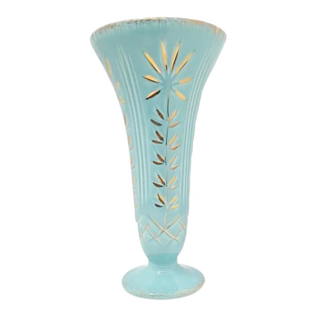 Vintage 1960s Turquoise Pottery Vase, California Original 732 Usa For Sale