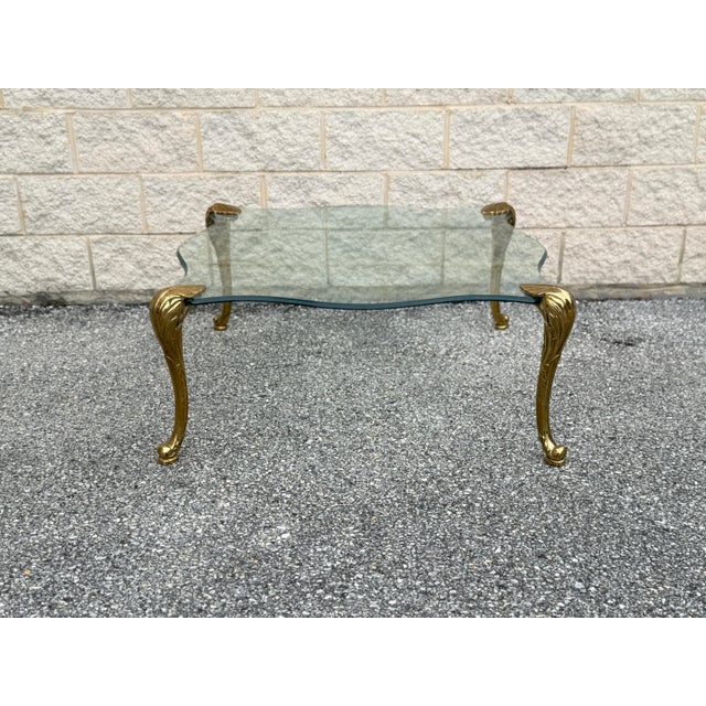 P.E. Guerin 1970s P E Guerin Style Brass and Glass Coffee Table For Sale - Image 4 of 12