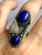 Southwestern Revival Lapis Lazuli Double-Cabochon Ring in Ornate .925 Sterling Silver, , Size 8.25 For Sale In New York - Image 6 of 9
