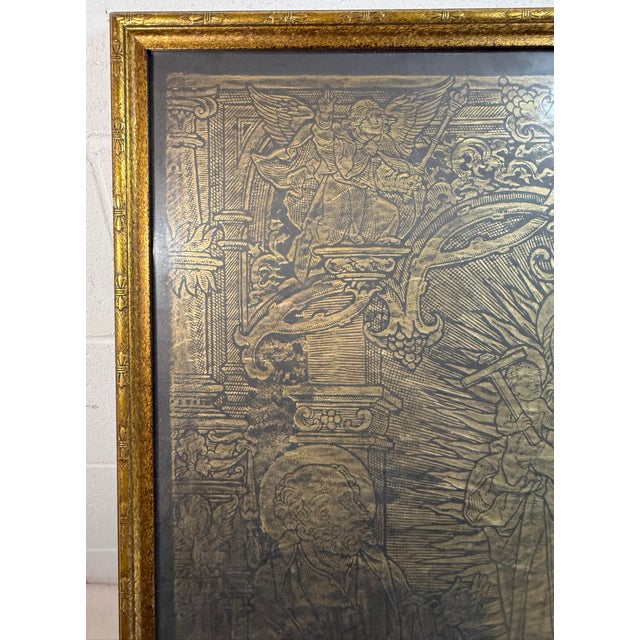 Brass Large Antique Religious Brass Rubbing of the 1535 Memorial of Canon Henry Oskens For Sale - Image 8 of 15