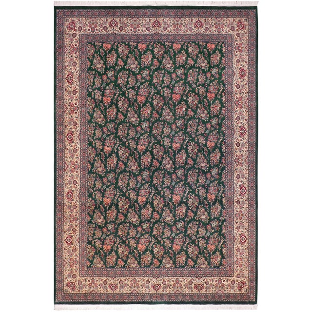 Rich 1990's Pak-Persian Green/Green Wool Rug - 9'0'' X 13'0'' For Sale - Image 9 of 9
