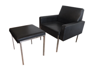 Mid-Century Armchair with Stool and Side Table in Teak from Mauser Werke Waldeck, 1960s, Set of 3