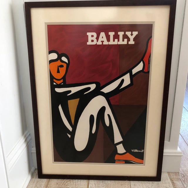 Paper Bernard Villemot Late 20th Century Bally Man Lithograph Poster, Framed For Sale - Image 7 of 7