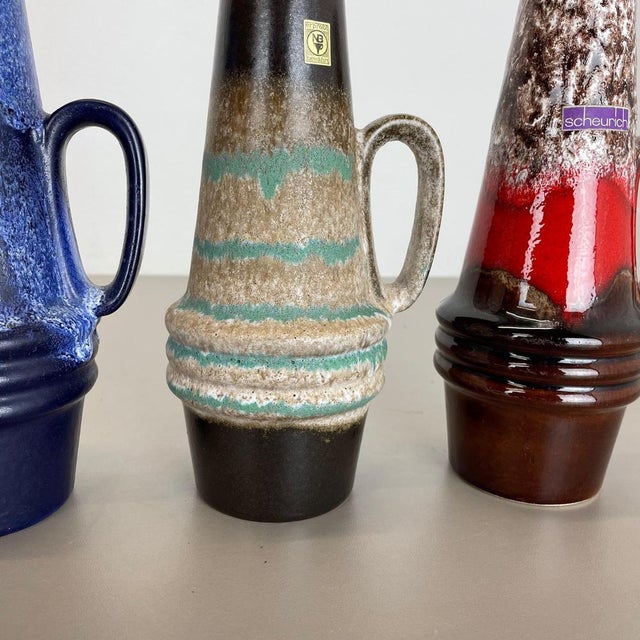 Vintage Pottery Fat Lava Vases by Scheurich, Germany, 1970s, Set of 4 For Sale - Image 12 of 18