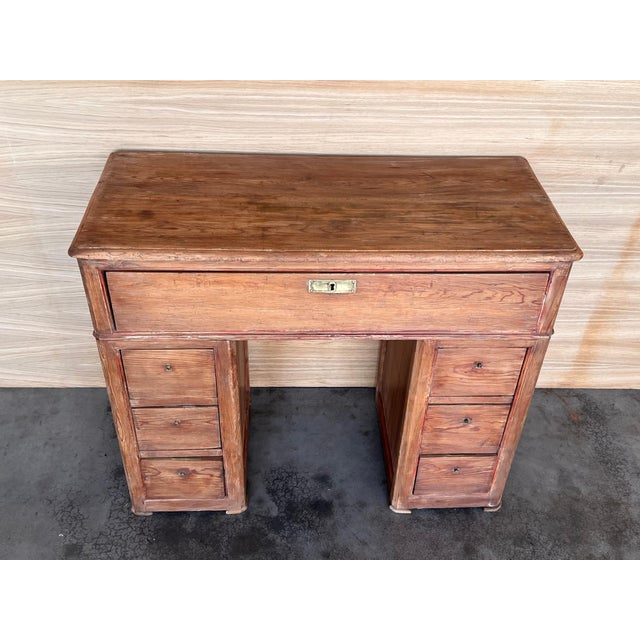 Spanish Spanish Pine Campaign Desk Or Console Table circa 1890 For Sale - Image 3 of 18