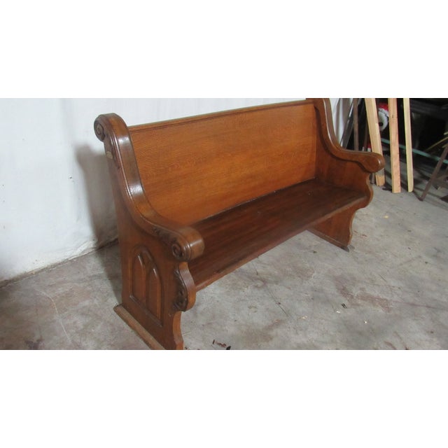 Item: Oak Church Pew Details: Farmhouse Style Amazing Carvings Traditional Design Oak One of Nicest Benches I have Seen...