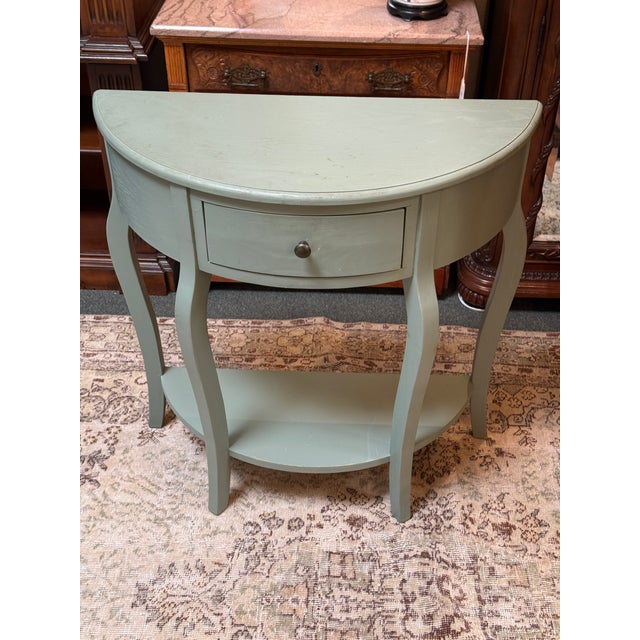 2010s Safavieh Jan Demilune Console, Slate Teal For Sale - Image 5 of 12