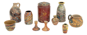 American Marbleized Glazed Pottery Articles, 10