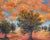 Modern Original Oil Painting Landscape Grove of Trees in Orange Fields For Sale - Image 3 of 4