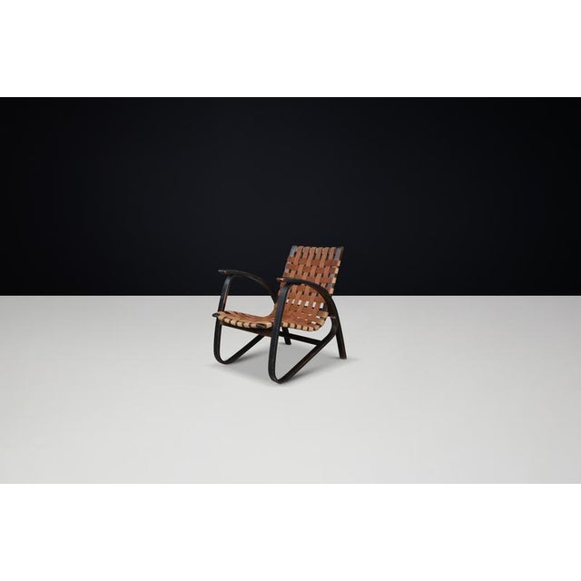 Bauhaus Lounge Chair in Bentwood and Canvas by Jan Vanek, Praque, 1930s For Sale - Image 3 of 10