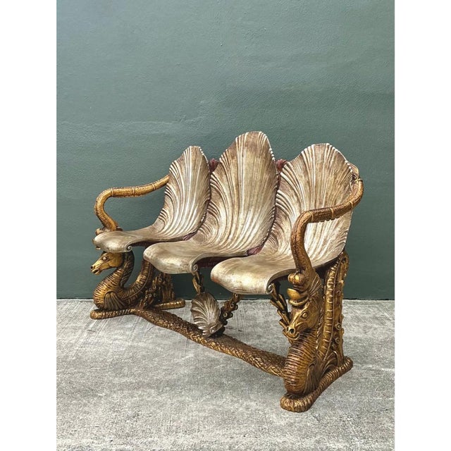 Vintage Venetian Gilt Carved Grotto Bench For Sale In West Palm - Image 6 of 12