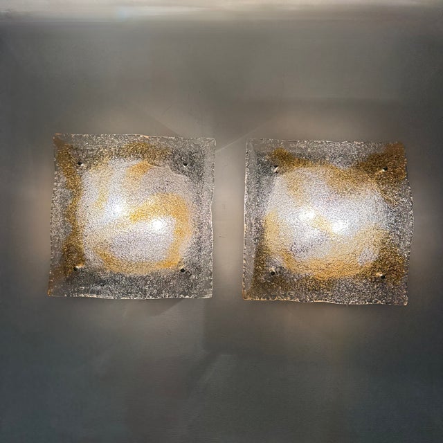 Abstract Murano Glass Wall Sconces from Mazzega, Italy, 1960s, Set of 2 For Sale - Image 4 of 18