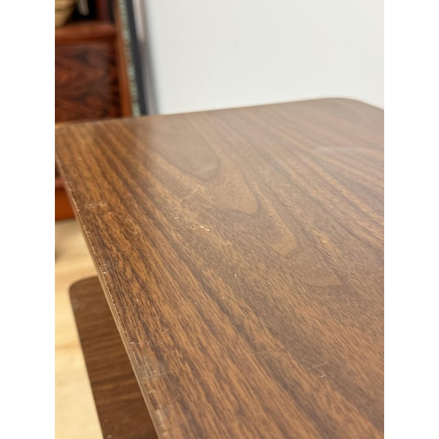Vintage End Tables MCM Atomic Two-Tier Wood Laminate Pair Retro Accent For Sale - Image 14 of 15
