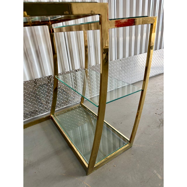 Hollywood Regency Brass Vanity / Desk in the Milo Baughman Style. Circa 1970s For Sale - Image 16 of 18