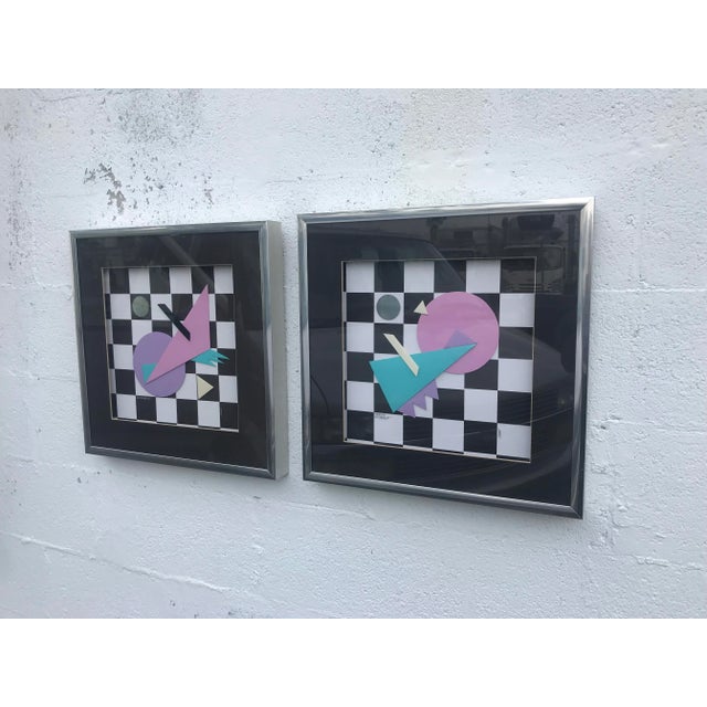 Postmodern 1980s "Dive Bomber" and "Innocent Bystander" Postmodern Memphis Style Collages, Framed - Set of 2 For Sale - Image 3 of 13