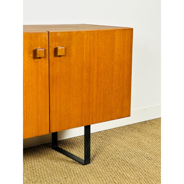 Scandinavian Teak Sideboard with Metal Sled-Style Legs, 1960 For Sale - Image 12 of 15