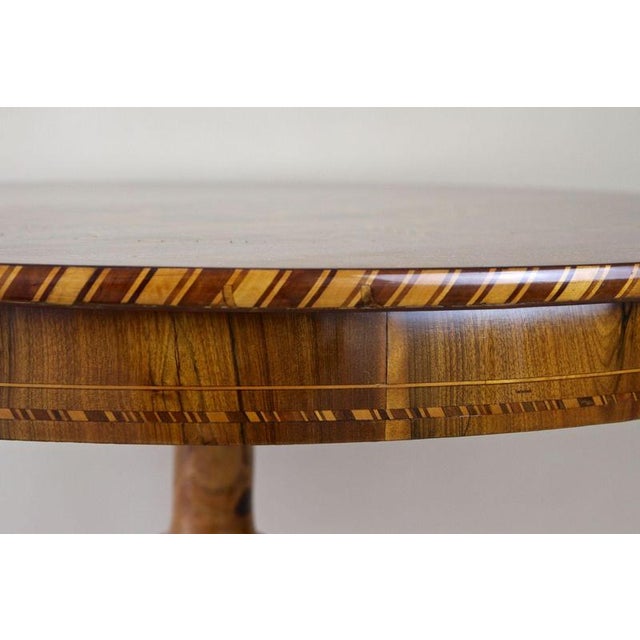 Wood Antique Biedermeier Round Coffee Table with Marquetry Works, 1860 For Sale - Image 7 of 18