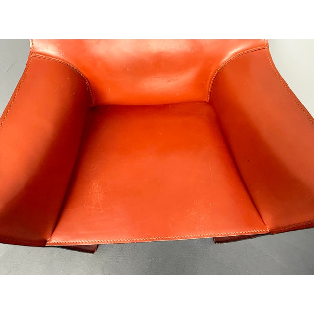 CAB 413 Armchairs in Cognac Brown Leather by Mario Bellini for Cassina, Italy, 1970s, Set of 4 For Sale - Image 14 of 16