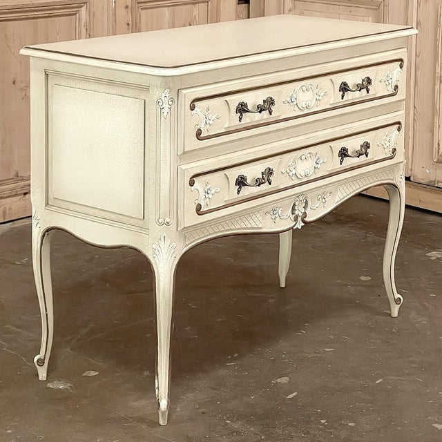 Wood Vintage French Provincial Painted Commode For Sale - Image 7 of 18