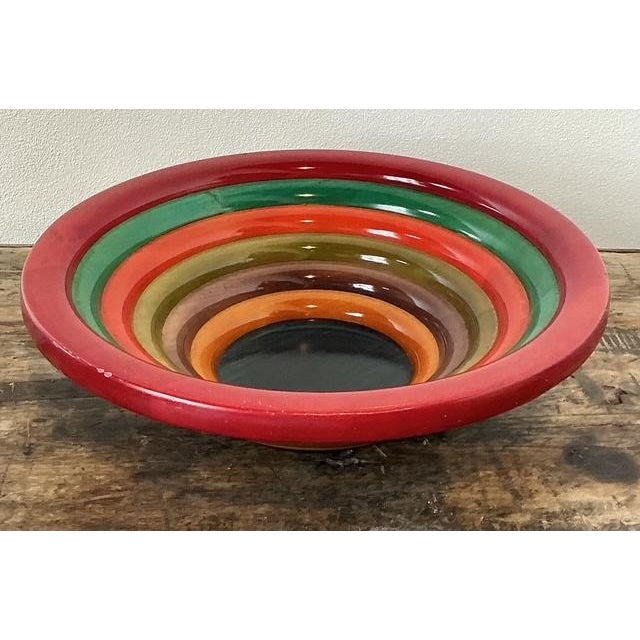 Mid-Century Modern Vintage Italian Manzoni Pietro Stacked Wooden Centerpiece Bowl For Sale - Image 3 of 12