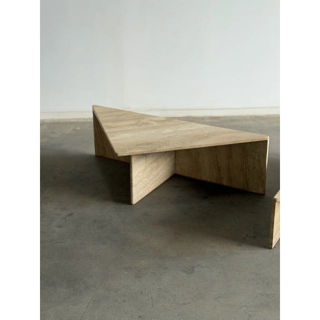 1970s 1970s Honed Travertine Coffee Table Set - Two Piece For Sale - Image 5 of 18