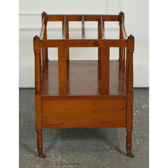 Vintage Walnut Canterbury Newspaper Rack with Brass Handles J1 For Sale - Image 12 of 15