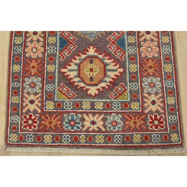 Textile Kazak Runner 2′ X 6′ Purple Wool Tribal Hand-Knotted Oriental Rug For Sale - Image 7 of 10