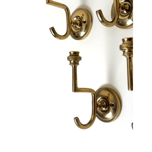 Hollywood Regency Brass Wall Coat Hooks, 1970s, Set of 7 For Sale - Image 4 of 12