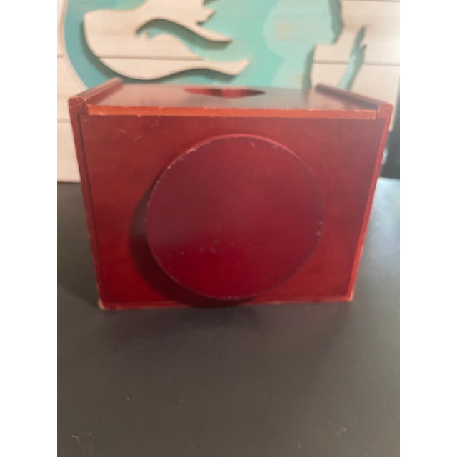 Vintage Cherry Wood Lazy Susan Napkin & Condiment Holder With Heart Cutouts For Sale - Image 4 of 7