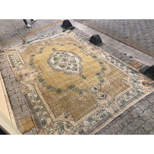 Light Yellow Handmade Tribal Yellow Rug For Sale - Image 8 of 11