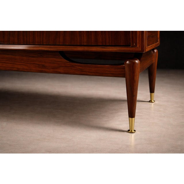 Giuseppe Scapinelli Rosewood Credenza With Brass Sabots, Brazil, 1950s For Sale - Image 10 of 15