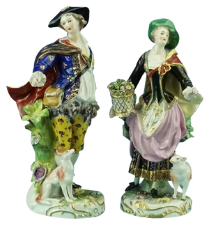 Rococo Style Lady and Dandy Figurines in Porcelain from Chelsea-Derby Factory, England, 1760s, Set of 2
