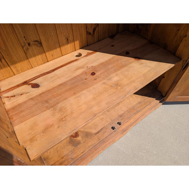 Wood Vintage Mexican Solid Wood Armoire With Handcrafted Iron Hardware For Sale - Image 7 of 17