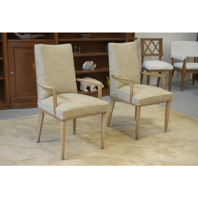 1940s Cerused Oak Armchairs attributed to Suzanne Guiguichon, 1940s, Set of 2 For Sale - Image 5 of 11