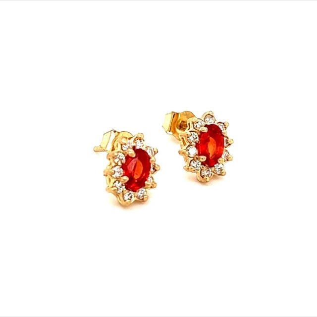 Orange Natural Sapphire Diamond Stud Earrings 14k Gold 0.80 TCW Certified For Sale - Image 8 of 11