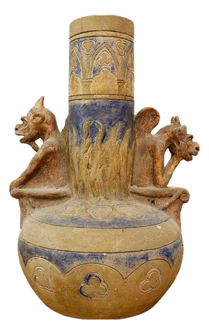 Early 20th Century Neolithic Terracotta Devil Gargoyle Vase