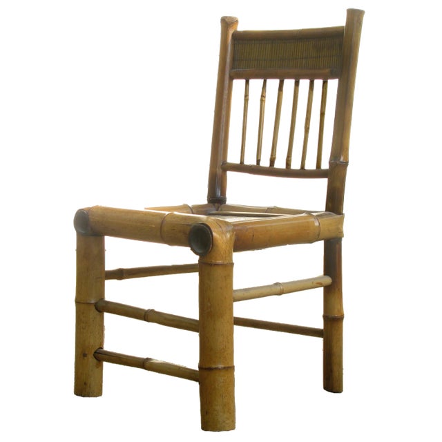 Petite Organic Modern Bamboo / Rattan Chair For Sale In Tulsa - Image 6 of 6