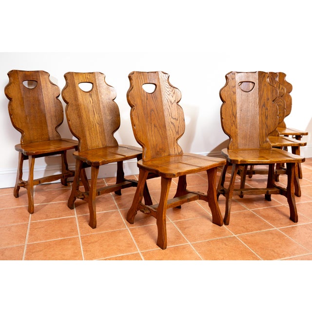 Vintage Belgian Dining Chairs in Oak, 1960s, Set of 6 For Sale - Image 17 of 18