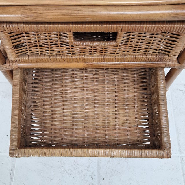 Mid-Century Modern Italian Rattan and Wicker Three-Drawer Chest, 1970s For Sale - Image 13 of 14