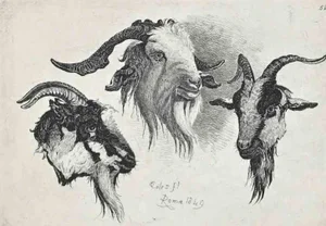 After Charles Coleman, Antelope in the Roman Countryside, Original Etching, 1992