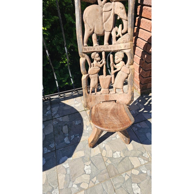 Hand-Carved African Tribal Ceremonial Chair, 1950s For Sale - Image 10 of 13